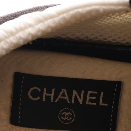 Chanel Nylon Suede Calfskin CC Sneakers 38 White Dark Grey 9 of 11