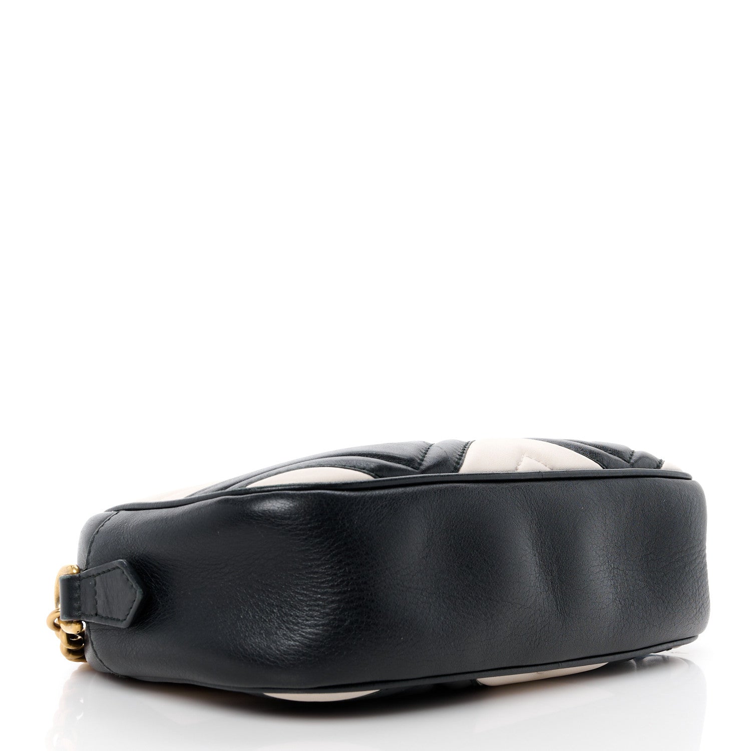 Gucci Calfskin Matelasse Small GG Marmont Chain Shoulder Bag Black White 4 of 11