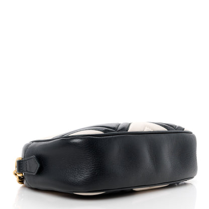 Gucci Calfskin Matelasse Small GG Marmont Chain Shoulder Bag Black White 4 of 11