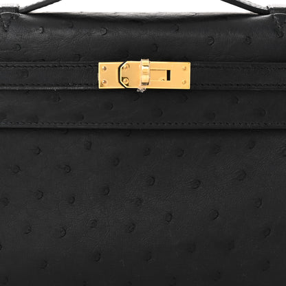 Hermes Ostrich Kelly Pochette Black 8 of 11