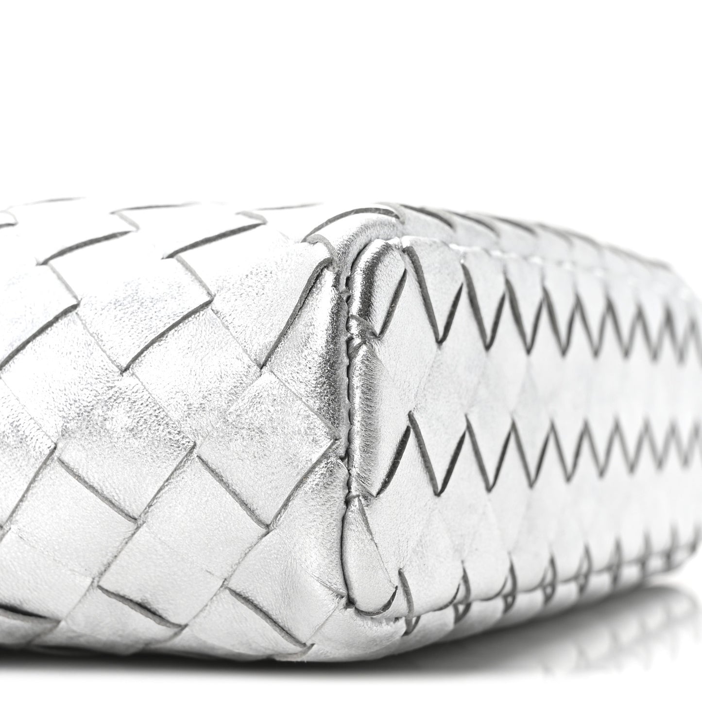 Laminated Nappa Intrecciato Bang Bang Vanity Case Silver