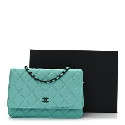 Chanel Lambskin Quilted Wallet On Chain WOC Turquoise 12 of 12