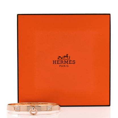 Hermes 18K Rose Gold Diamond PM Collier De Chien Bracelet SH 4 of 4