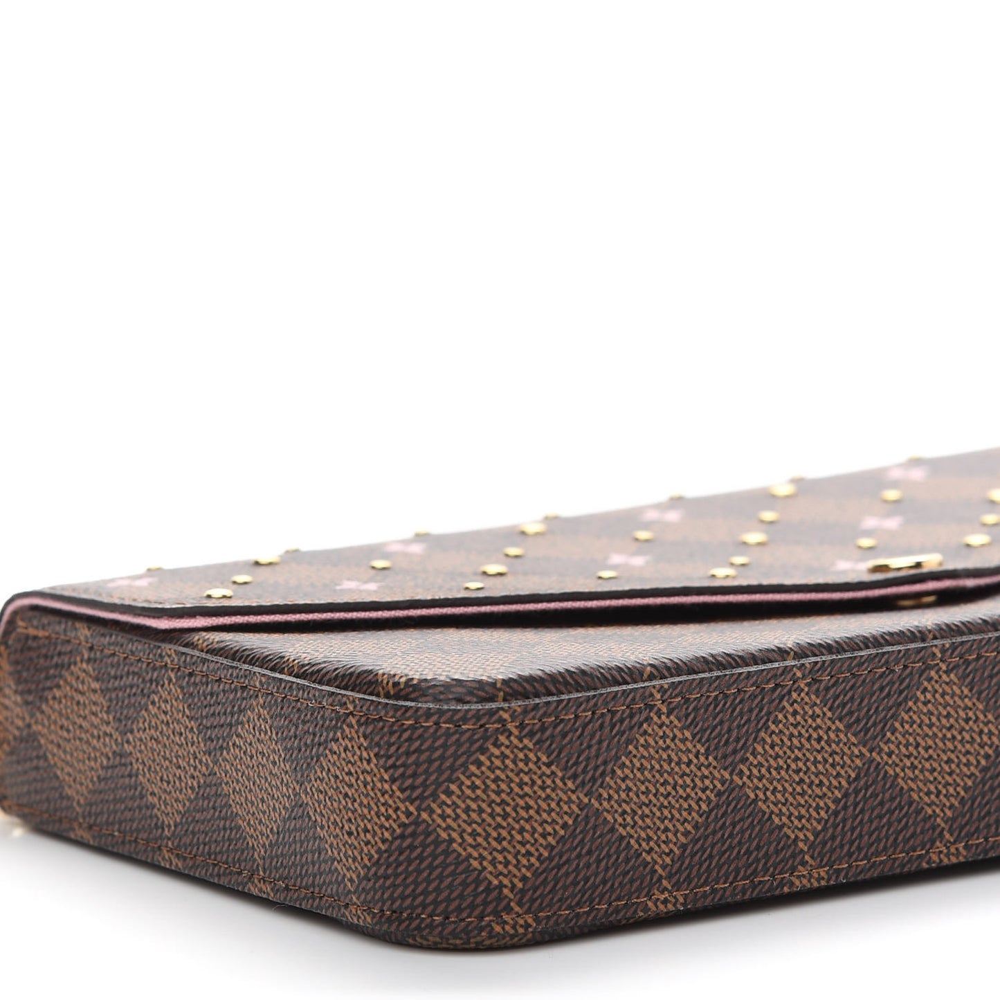 Damier Ebene Studded Pochette Felicie Chain Wallet