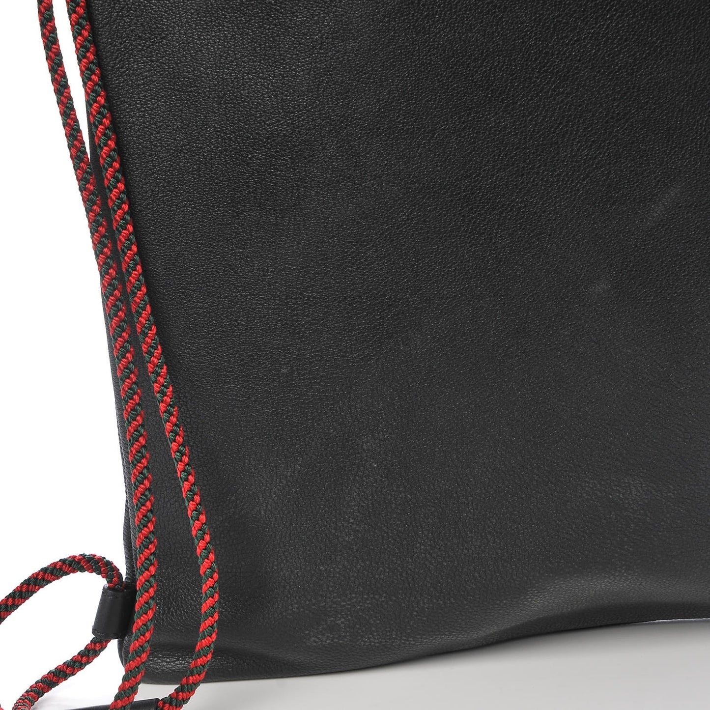 Calfskin Logo Drawstring Backpack Black