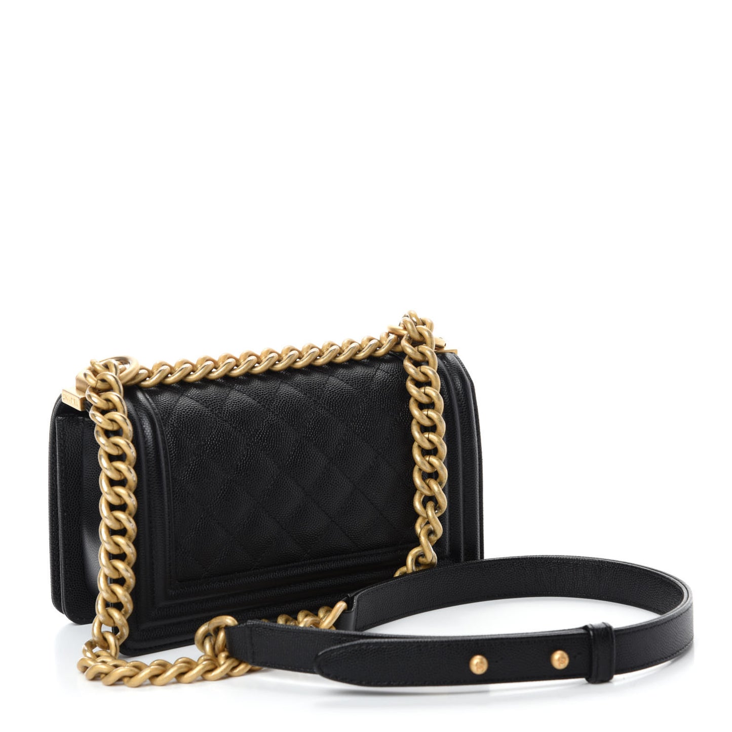 Caviar Quilted Small Boy Flap Black