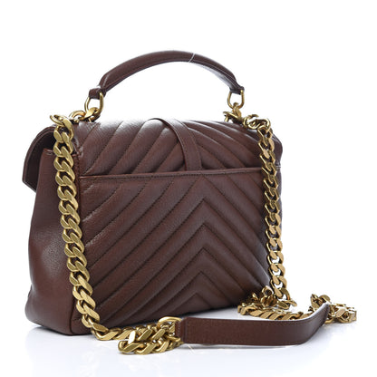 Saint Laurent Calfskin Matelasse Chevron Monogram Medium College Bag Brandy Old 3 of 9