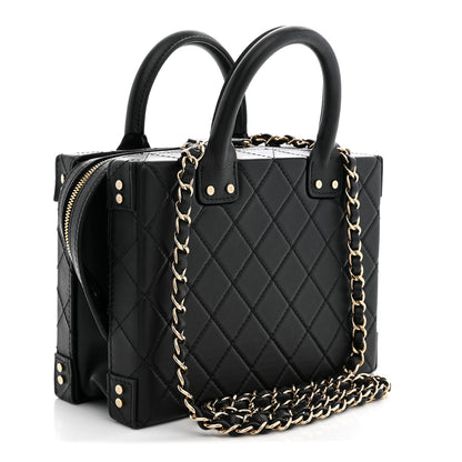 Chanel Calfskin Quilted Studded Square Vanity Case Black 2 of 9