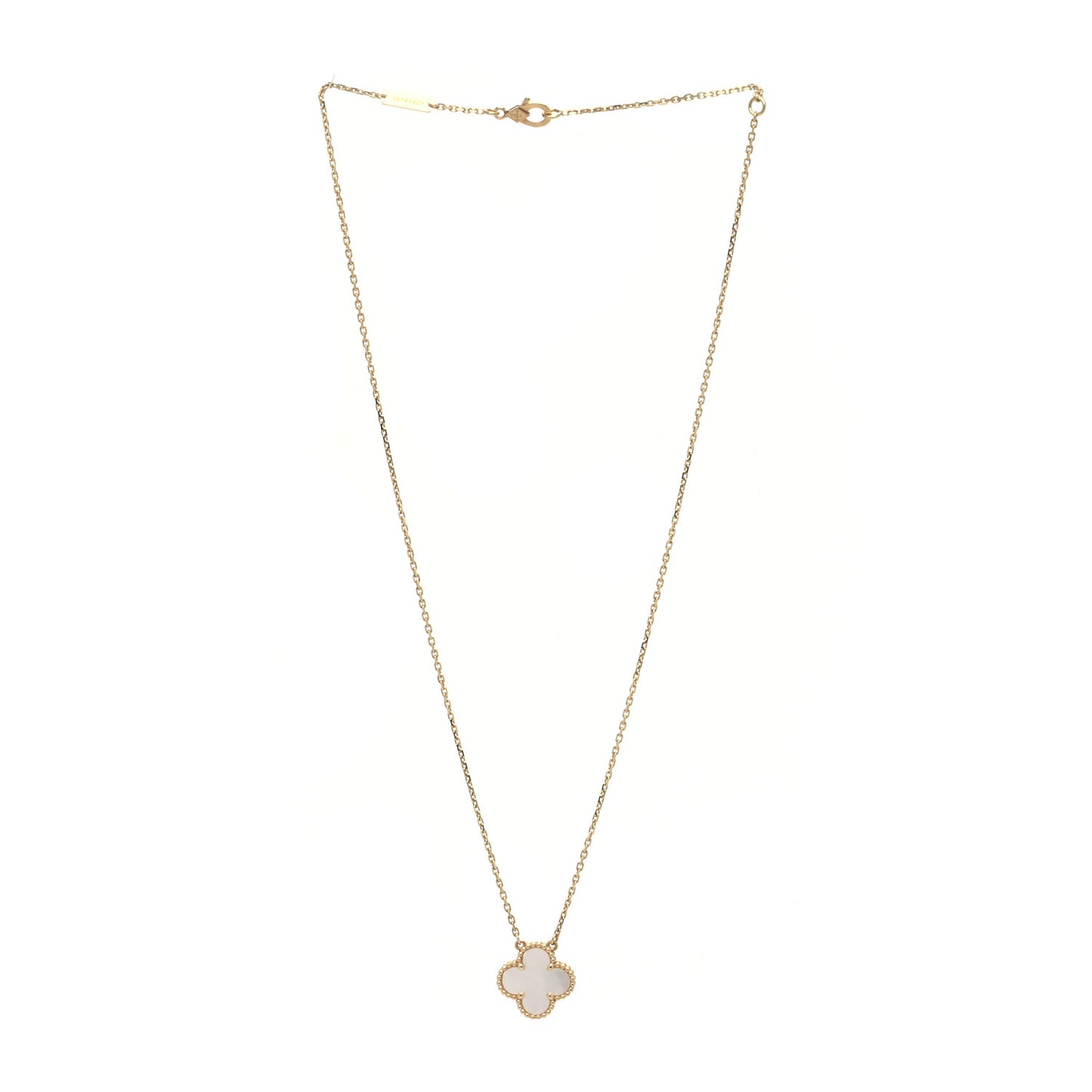 18K Yellow Gold Mother of Pearl Vintage Alhambra Pendant Necklace