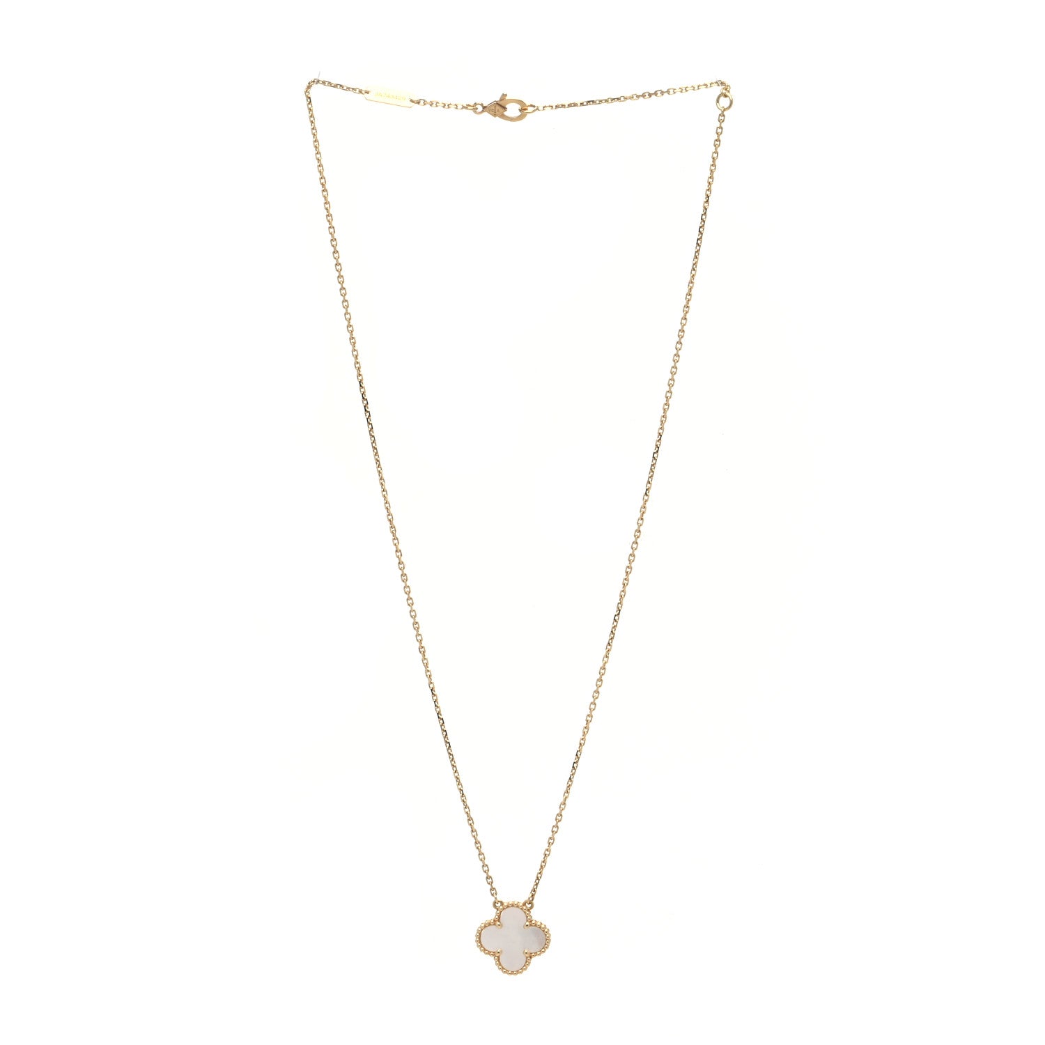 Van Cleef & Arpels 18K Yellow Gold Mother of Pearl Vintage Alhambra Pendant Necklace 2 of 5