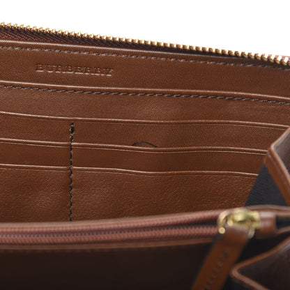Burberry House Check Bridle Calfskin Ziggy Zip Around Wallet Dark Tan 9 of 12