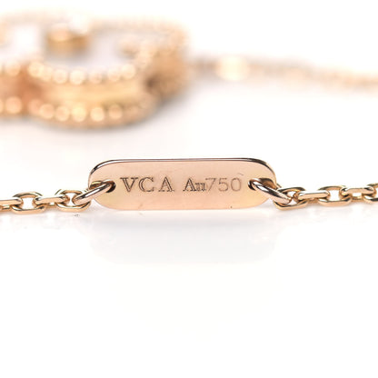 Van Cleef & Arpels 18K Rose Gold Diamond Mother of Pearl Vintage Alhambra Pendant Necklace 4 of 5