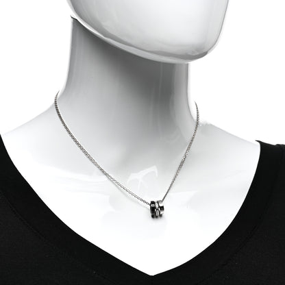 Cartier 18K White Gold Ceramic Diamond Three Ring LOVE Necklace 2 of 4