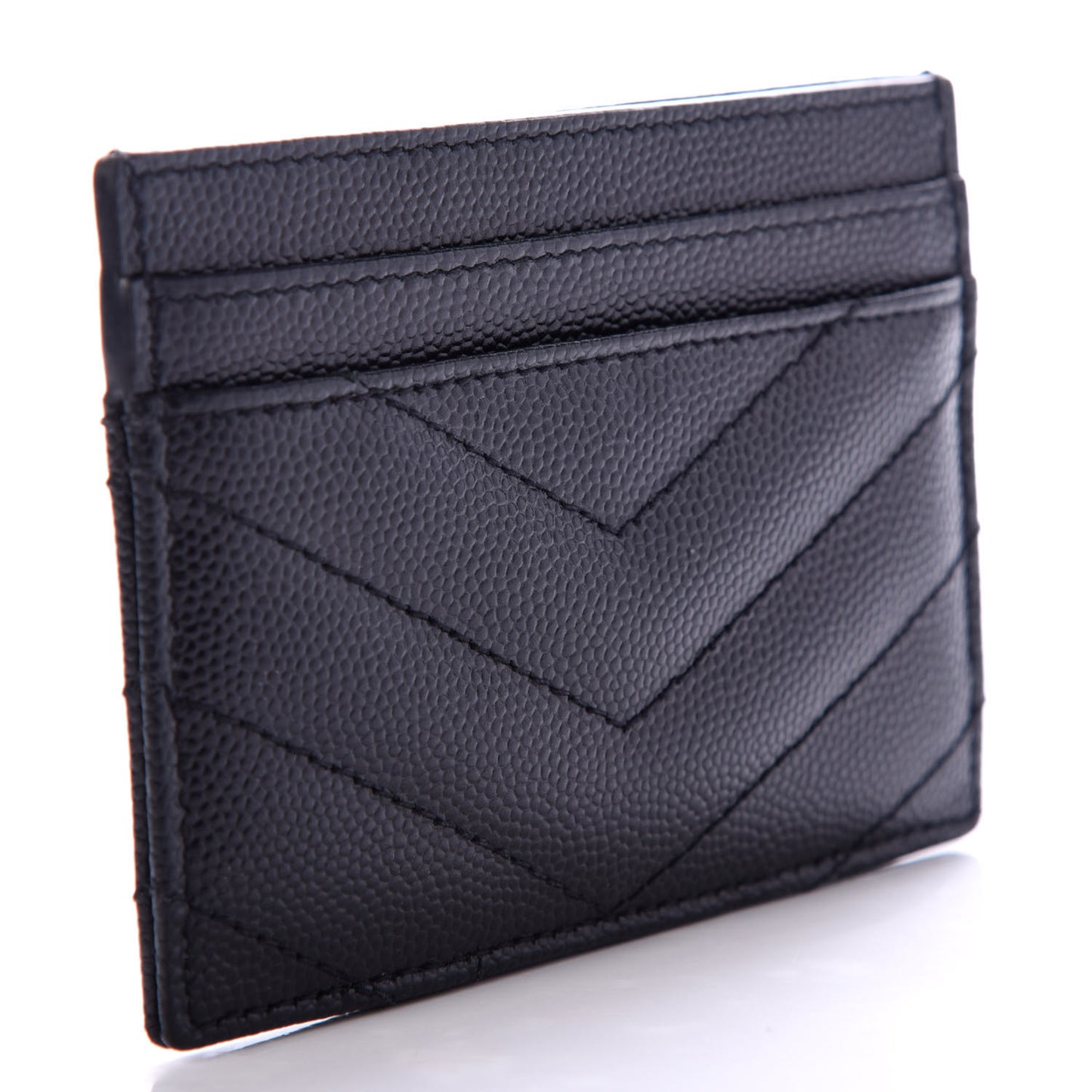 Grain De Poudre Matelasse Chevron Monogram Credit Card Case Black