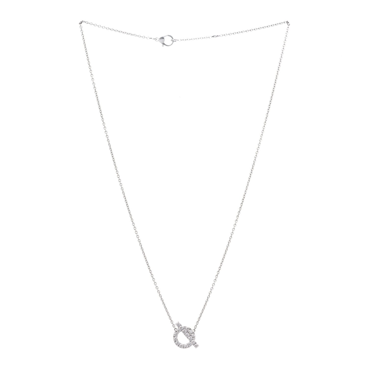 Hermes 18K White Gold Diamond Finesse Pendant Necklace 2 of 5
