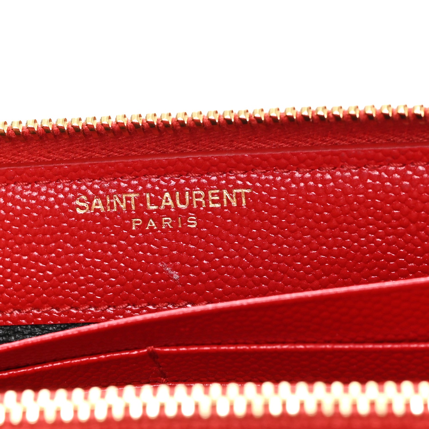 Saint Laurent Grain De Poudre Matelasse Chevron Monogram Zip Around Wallet Red 6 of 6