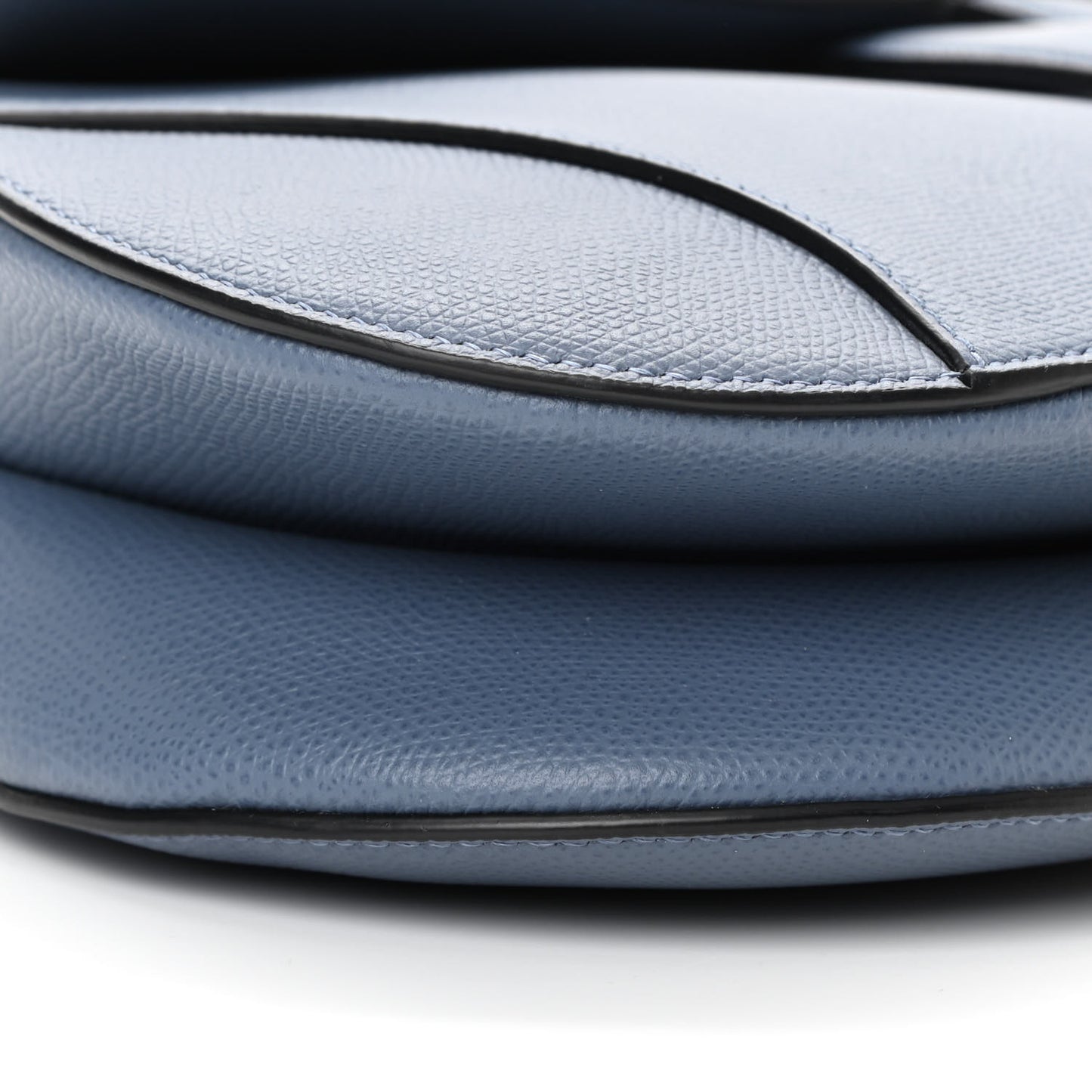 Grained Calfskin Saddle Bag Denim Blue