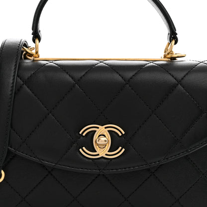 Chanel Lambskin Quilted Small Trendy Spirit Top Handle Bag Black 7 of 10