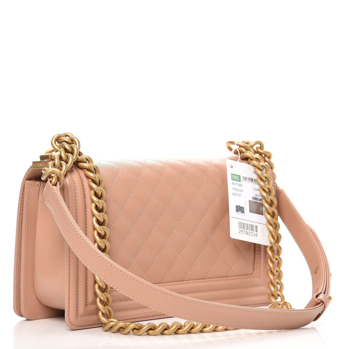 Caviar Quilted Medium Boy Flap Beige