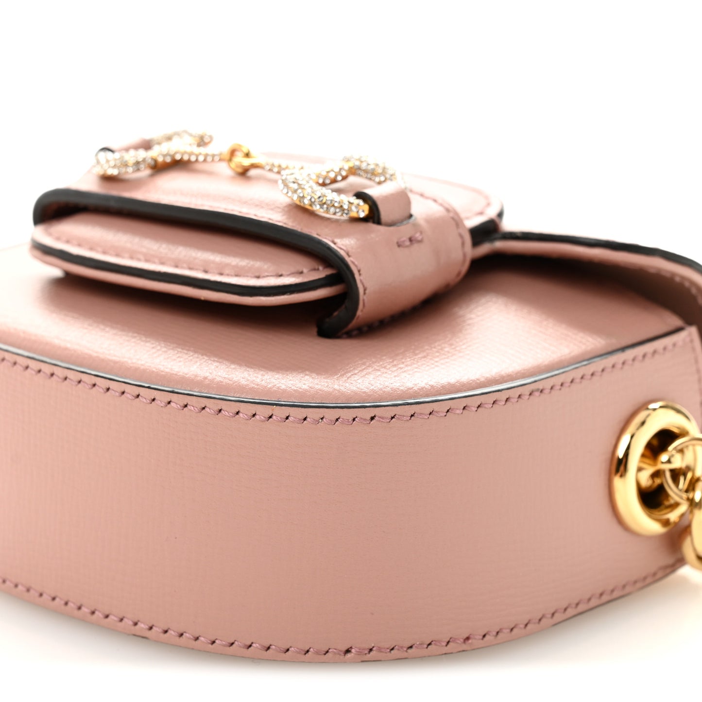 Azalea Calfskin Crystal GG Monogram Mini Horsebit 1955 Waist Bag Pink