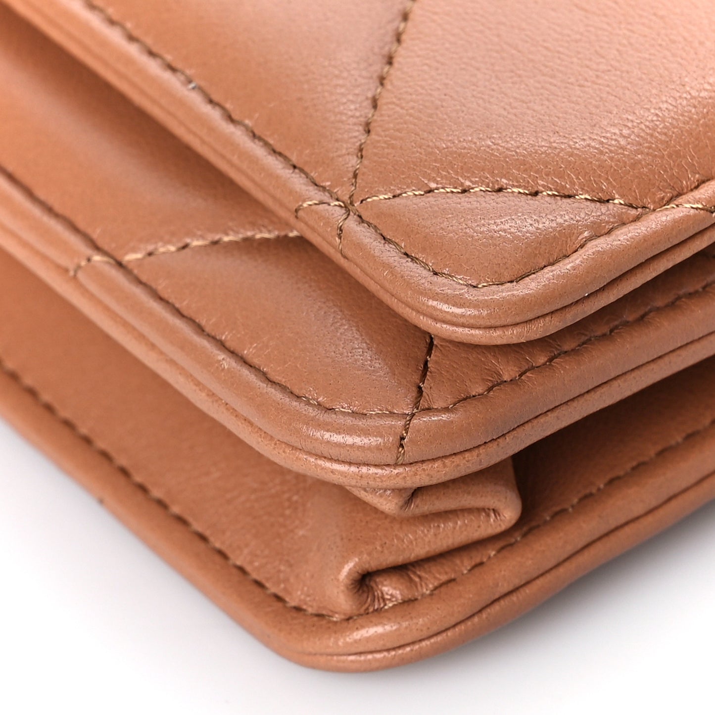 Lambskin Quilted Chanel 19 Wallet On Chain WOC Brown