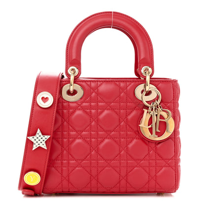Christian Dior Lambskin Cannage Small Lucky Badges My Lady Dior Red 1 of 10