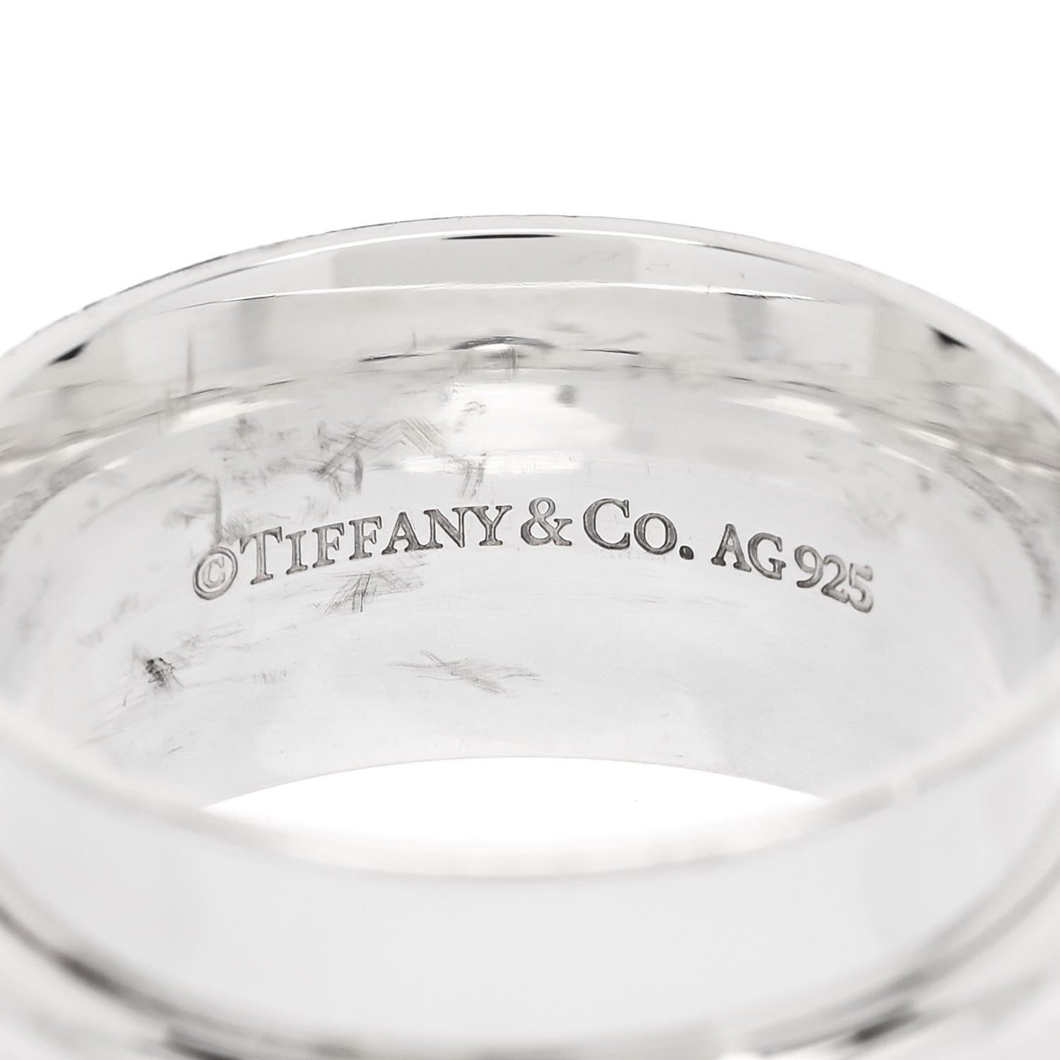 Tiffany Sterling Silver Wide 1837 Band Ring 63 10.5 4 of 5