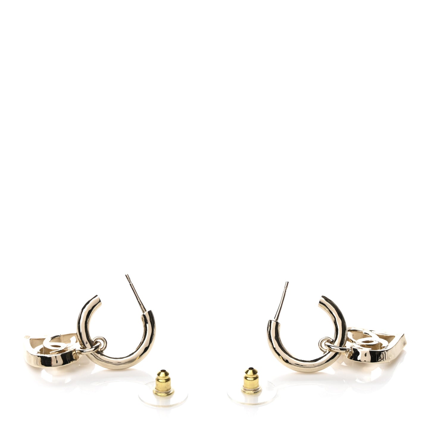 Metal CC Heart Coco In Love Drop Earrings Gold