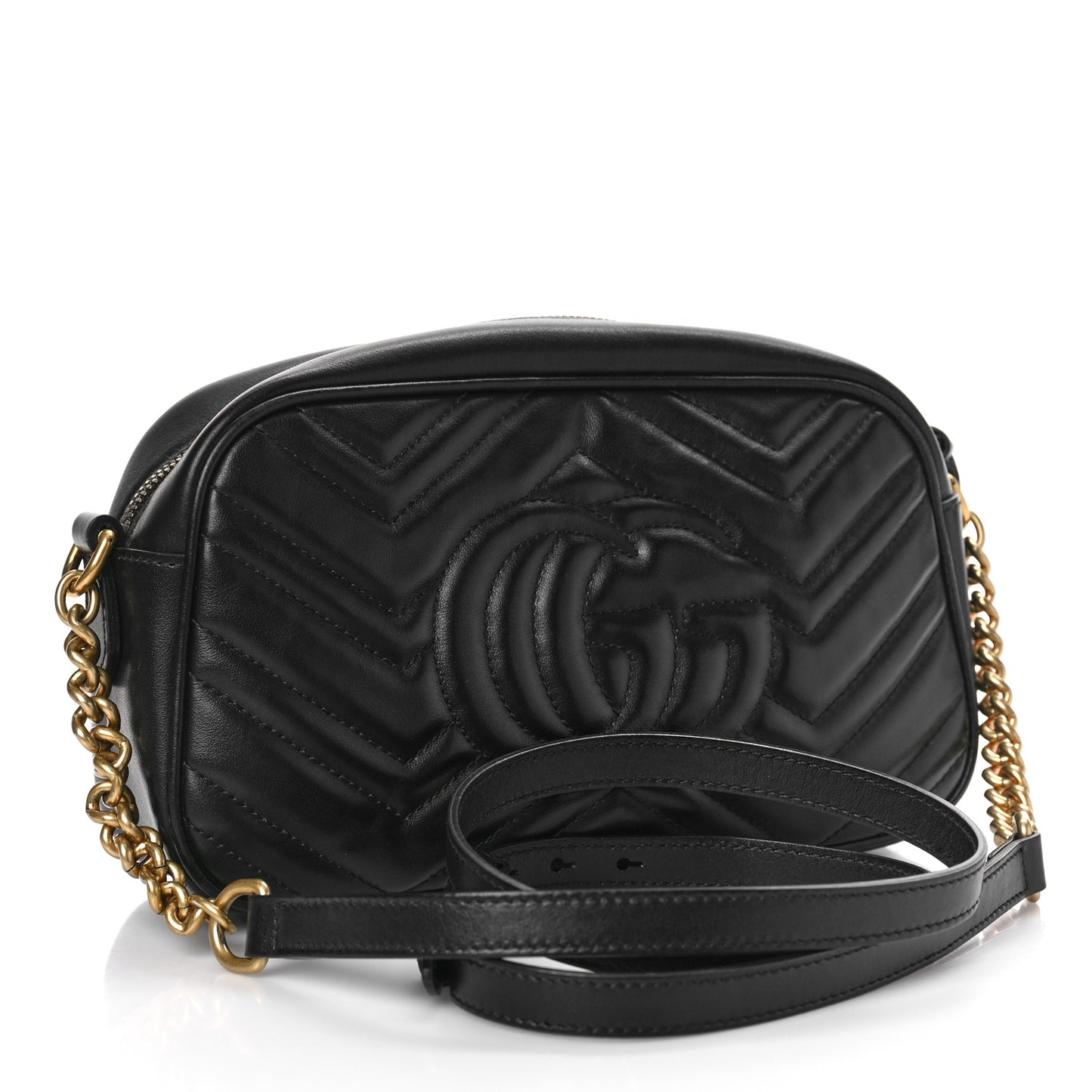 Calfskin Matelasse Small GG Marmont Chain Shoulder Bag Black