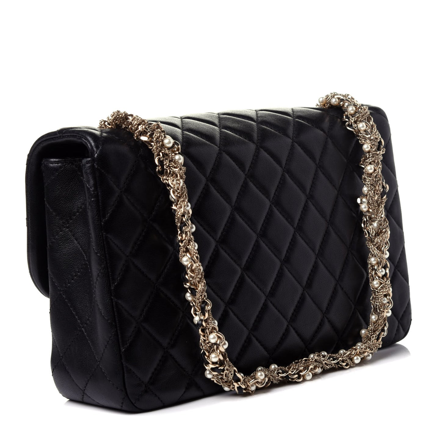 Lambskin Quilted Medium Westminster Pearl Flap Black