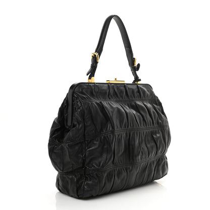 Prada Nappa Dressy Gaufre Framed Tote Black 3 of 11