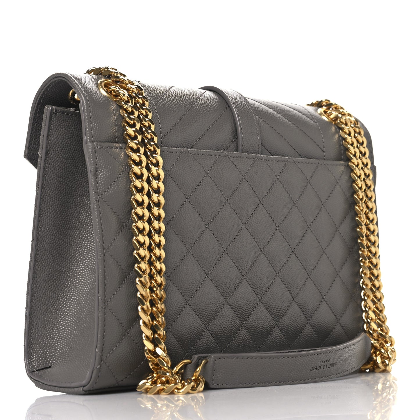 Grain De Poudre Textured Mixed Matelasse Medium Triquilt Monogram Satchel Fog