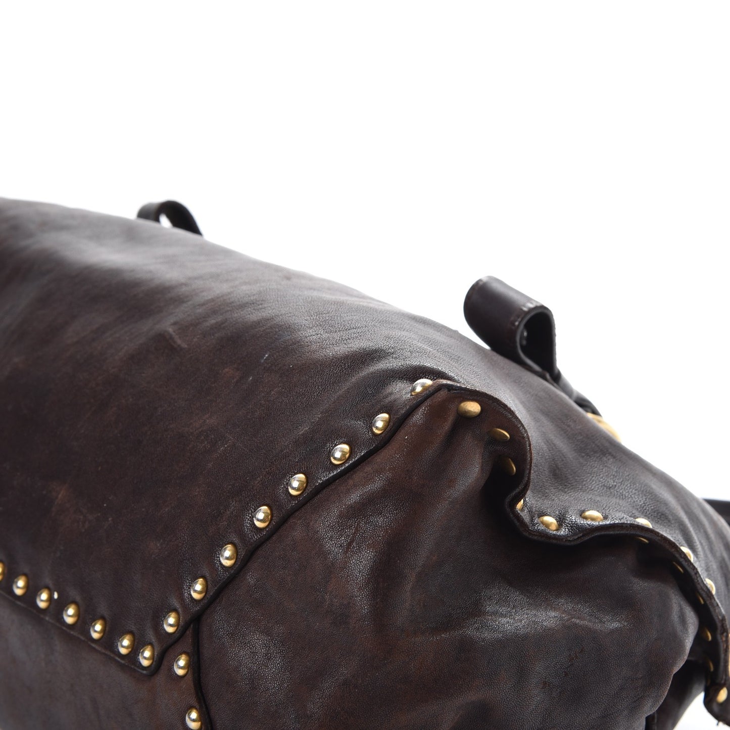 Nappa Studded Aviator Shopping Tote Caffe