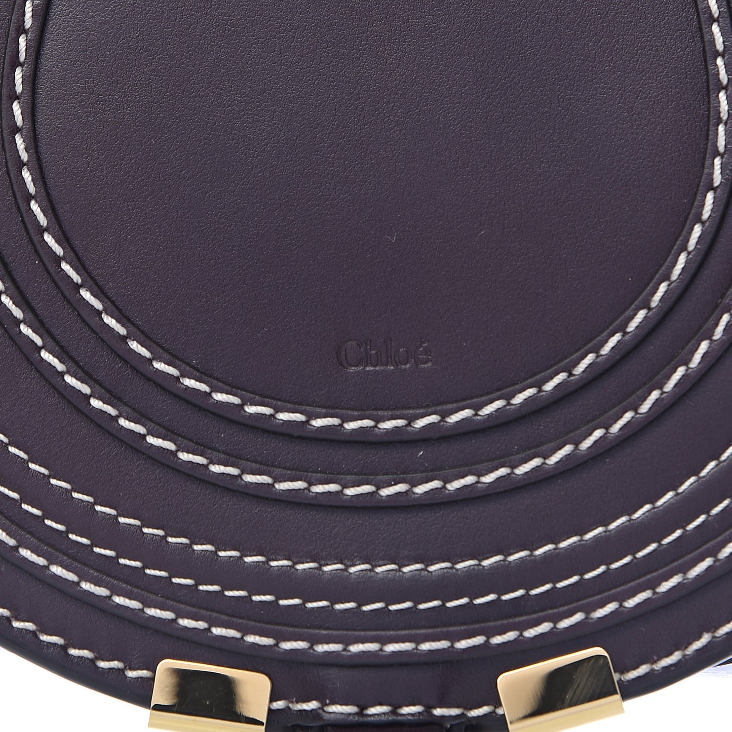 Shiny Calfskin Mini Marcie Round Crossbody Bag Black Raisin