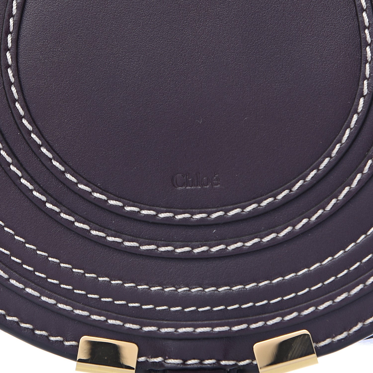 Chloe Shiny Calfskin Mini Marcie Round Crossbody Bag Black Raisin 9 of 11