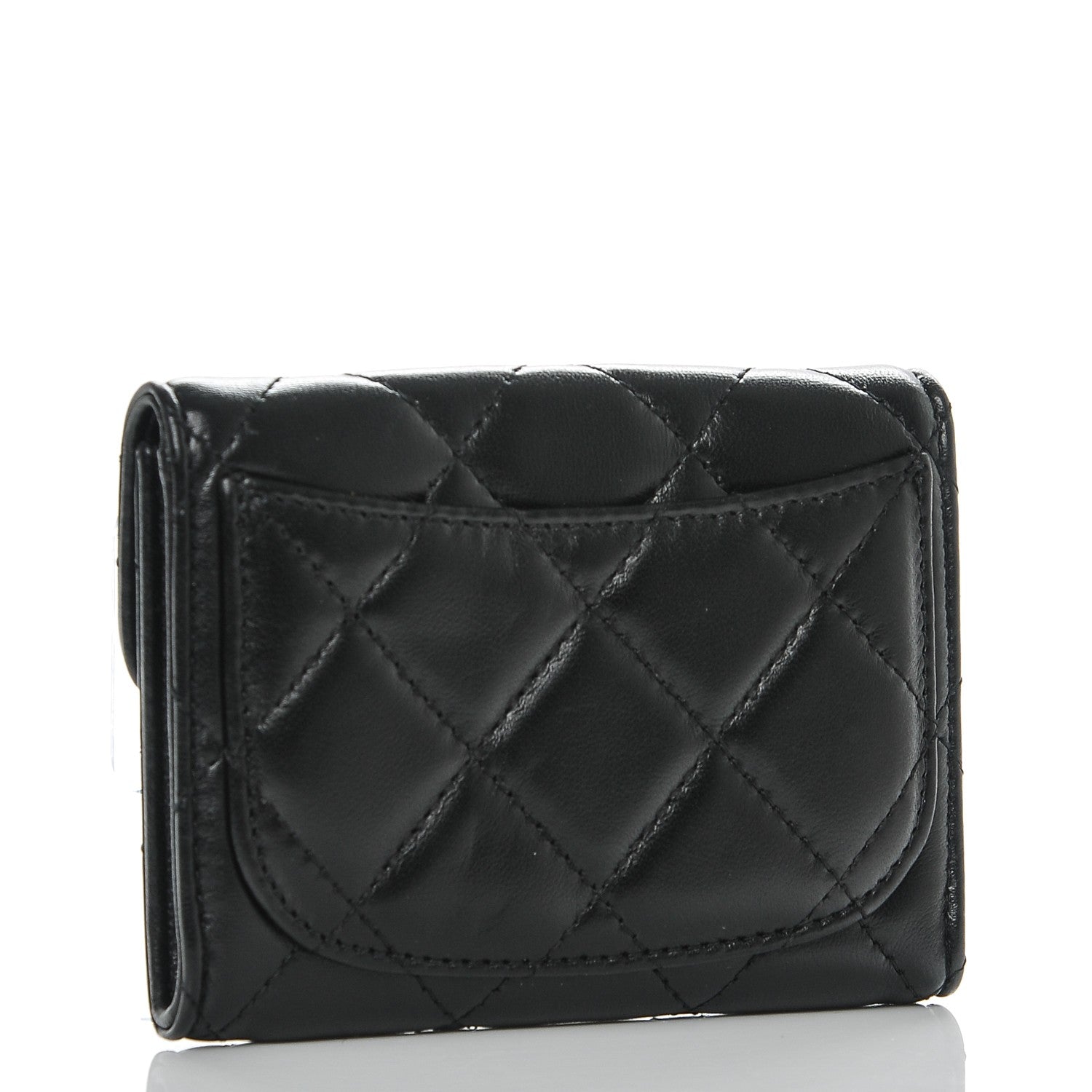 Chanel Lambskin Quilted Flap Card Holder Wallet Black 3 of 8