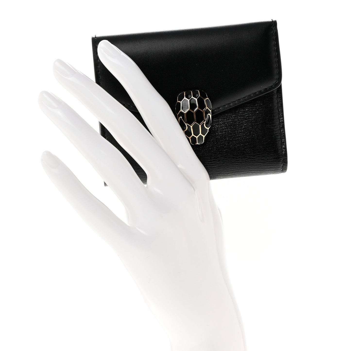 Calfskin Goatskin Serpenti Forever Wallet Black