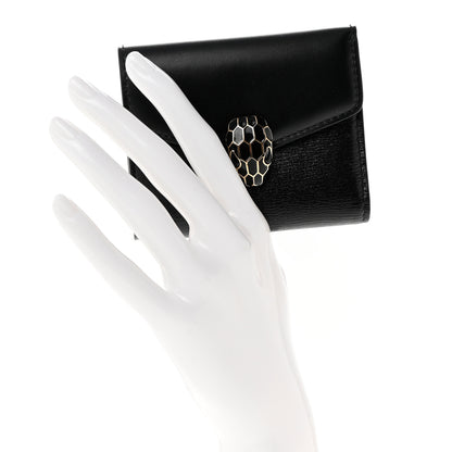 Bulgari Calfskin Goatskin Serpenti Forever Wallet Black 2 of 6