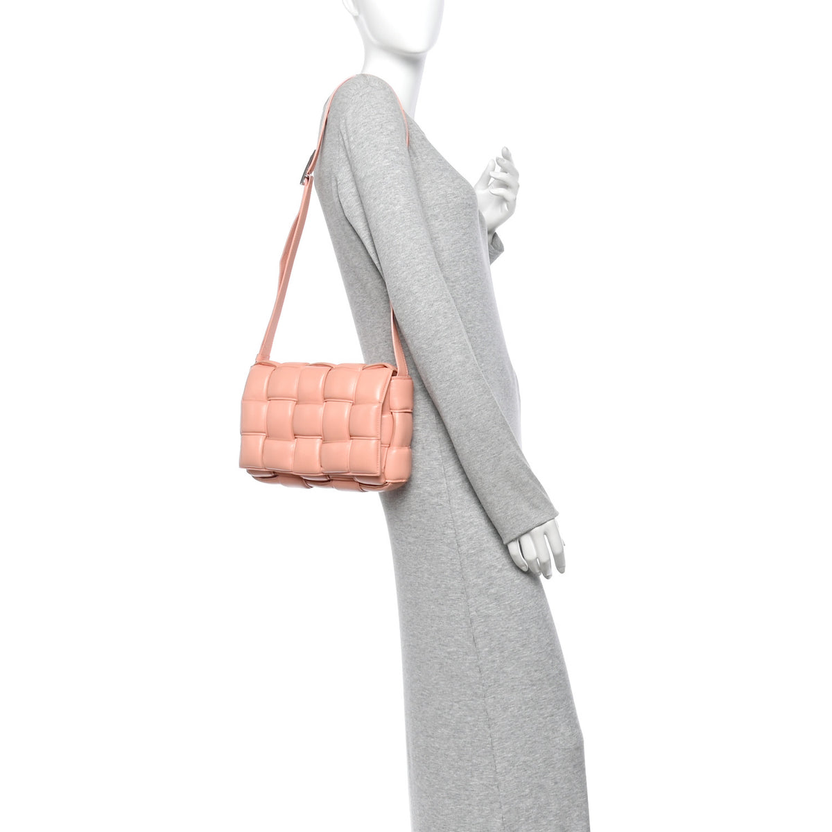 Nappa Maxi Intrecciato Padded Cassette Crossbody Bag Peachy