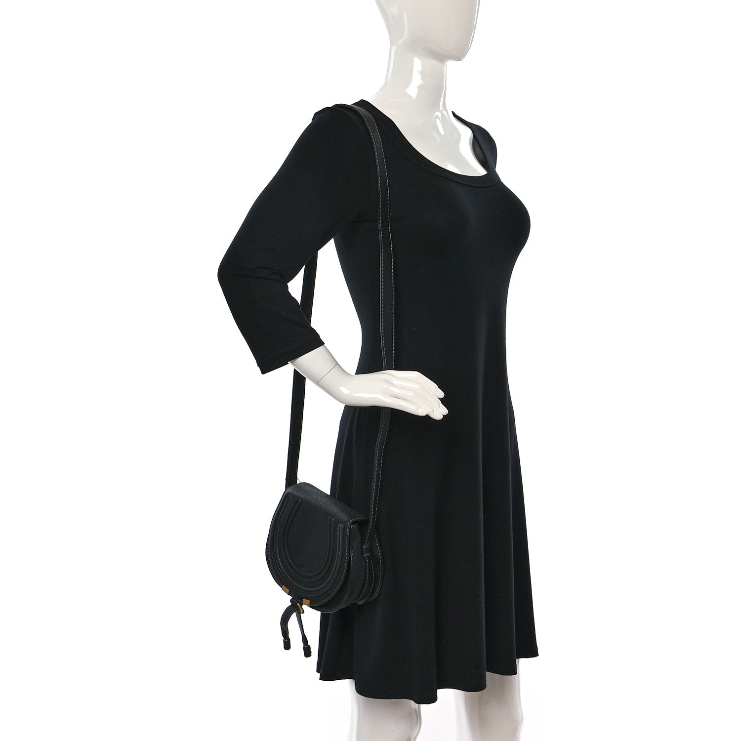 Chloe Calfskin Mini Marcie Round Crossbody Bag Black 2 of 12