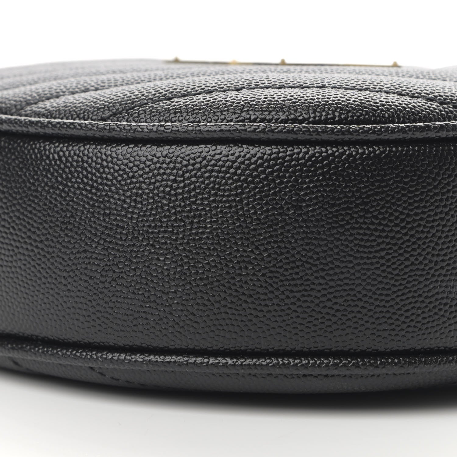 Saint Laurent Grain De Poudre Matelasse Chevron Quilted Round Vinyle Camera Bag Black 8 of 11
