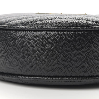 Saint Laurent Grain De Poudre Matelasse Chevron Quilted Round Vinyle Camera Bag Black 8 of 11