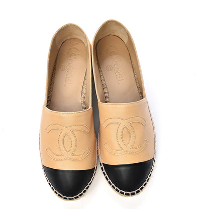 Chanel Lambskin CC Espadrilles 37 Beige Black 11 of 12