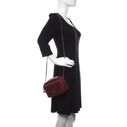 Chanel Shiny Lambskin Chevron Stitched Small Coco Camera Case Bag Burgundy 3 of 12