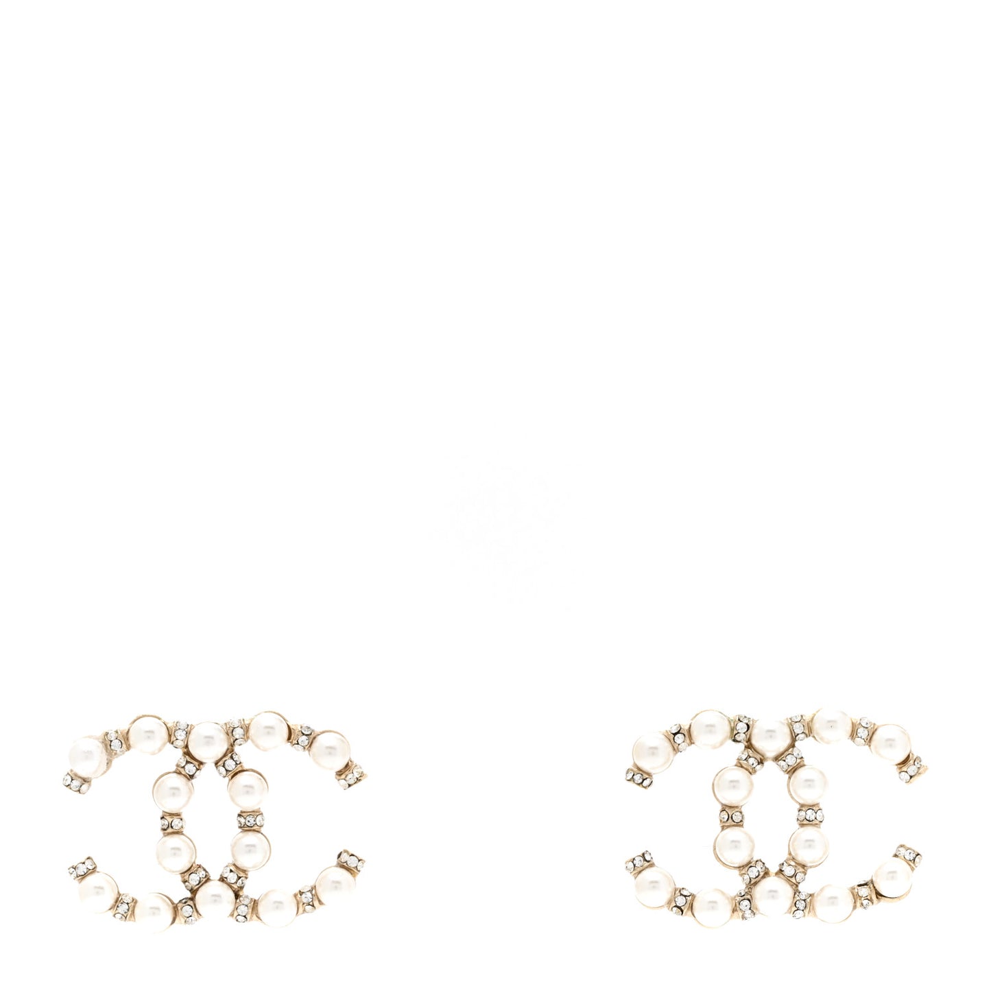 Pearl Crystal Nefertiti CC Earrings Gold