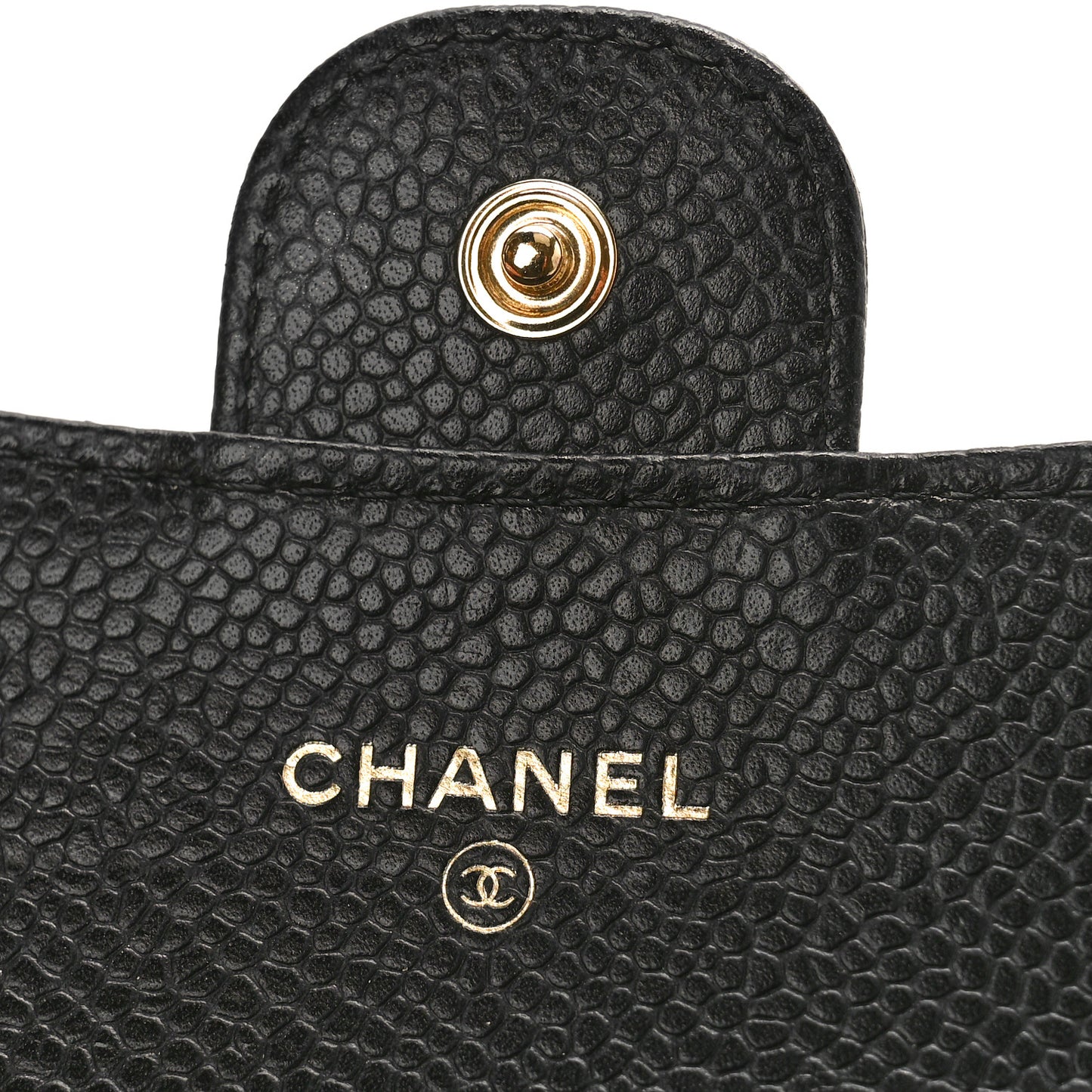 Caviar Quilted Flap Card Holder Black