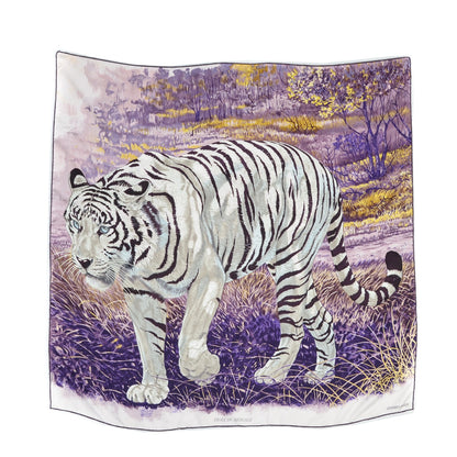 Hermes Silk Tigre du Bengale Scarf 90 Violet Gris Noir 2 of 6