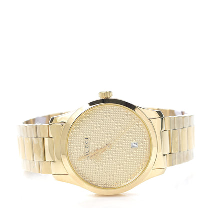 Gucci Stainless Steel 38mm G-Timeless Diamante Quartz Watch Gold 2 of 6