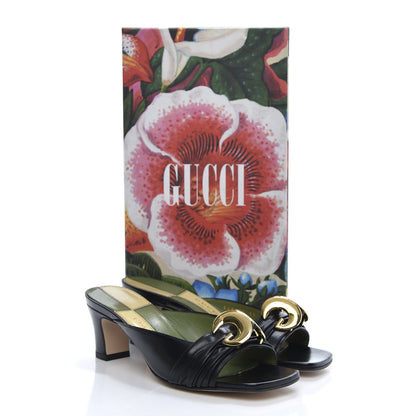 Gucci Malaga Kid Half Moon GG Square Toe Slide Sandals 37 Black 9 of 9