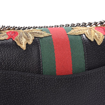 Gucci Calfskin Web Floral Embroidered Medium Dionysus Shoulder Bag Black 10 of 10